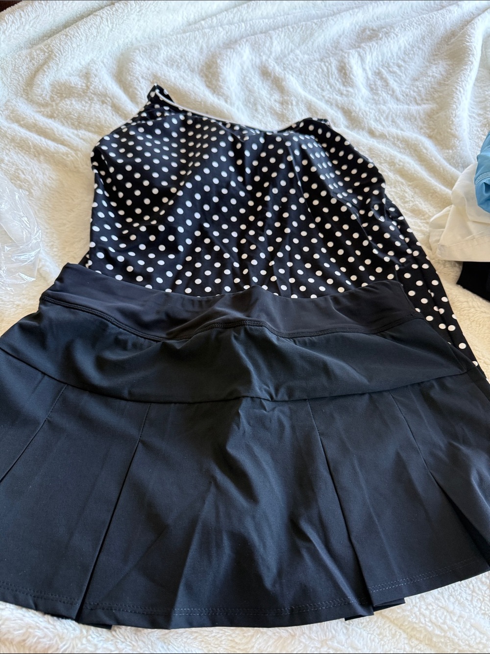 Lands end Tankini black and white polka dot